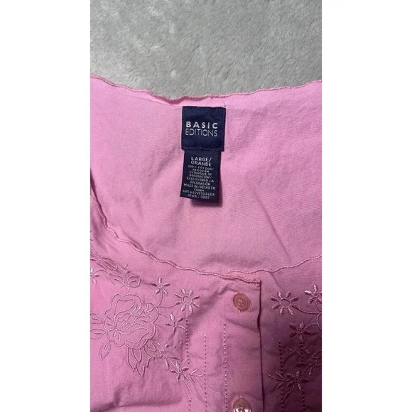 Basic Editions Women's Pink Floral Embroidered & Sleeveless Tank Top - Picture 8 of 12